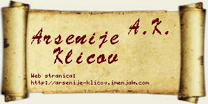 Arsenije Klicov vizit kartica